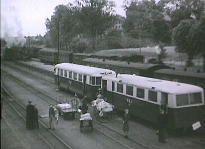 Railcars at Skara year 1948