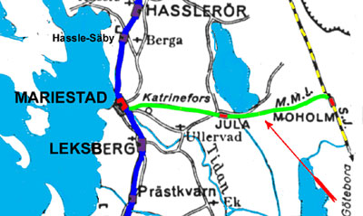 Map MMJ, Mariestad - Moholms Järnväg