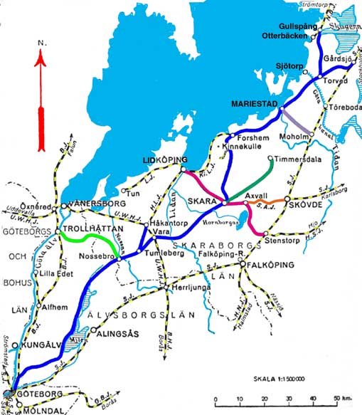 Översiktskarta Västergötland - Göteborgs Järnvägar